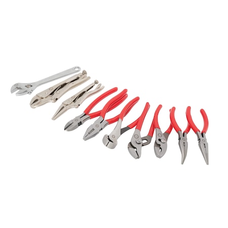 10-Piece Plier, Cutter, and Wrench Set, Red -  STEELMAN, 61217